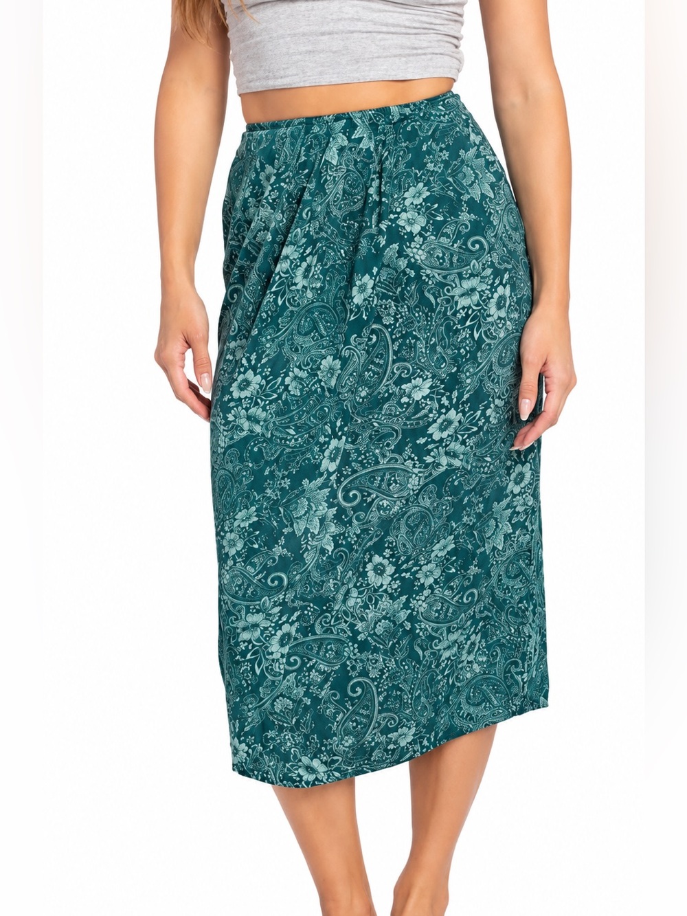 O’Neill teal floral midi skirt, medium